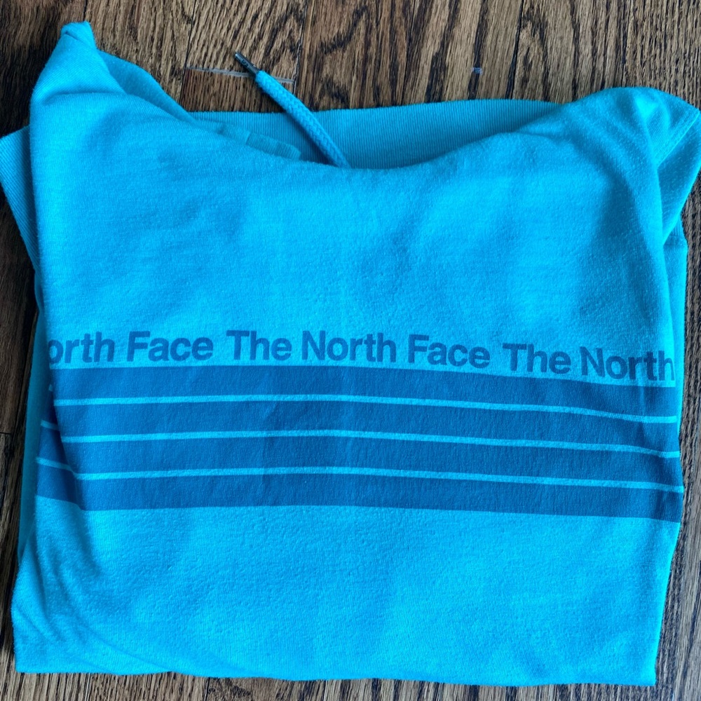 Turquoise north face lightweight cotton hoodie, women’s size medium - Picture 3 of 4